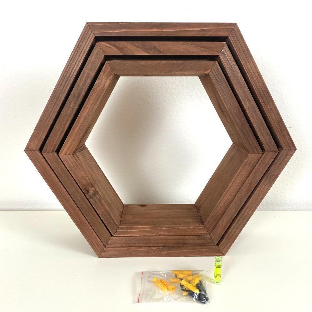 Hexagon Shelves Set - Home decor wall hanging shelves - Picture 5 of 9
